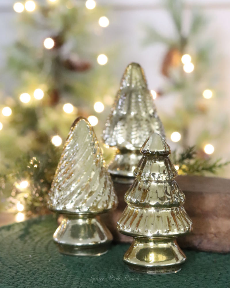 Mini Gold Mercury Glass Christmas Tree