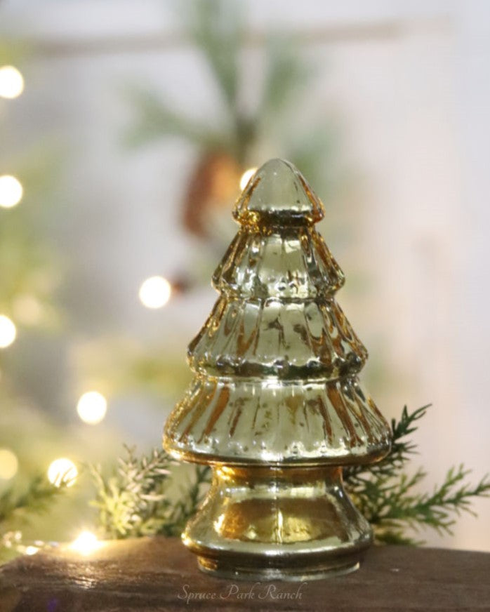 Mini Gold Mercury Glass Christmas Tree