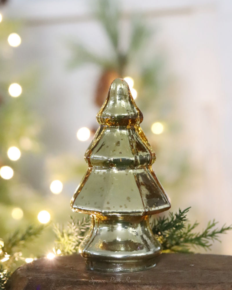 Mini Gold Mercury Glass Christmas Tree