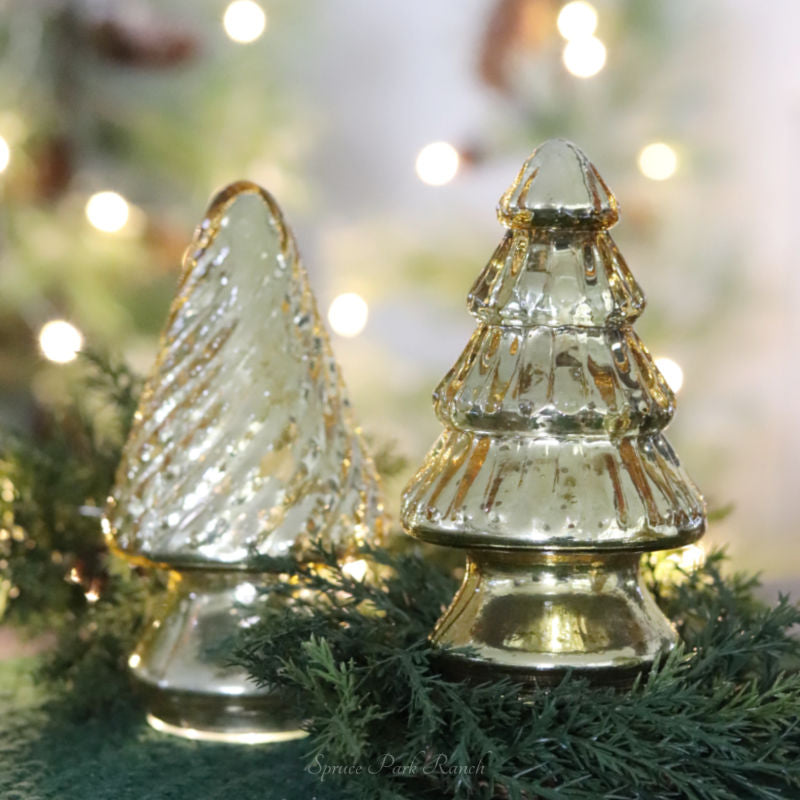 Mini Gold Mercury Glass Christmas Tree