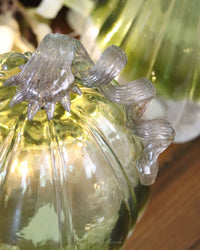 Green and Clear Crackled Handblown Glass Pumpkin Tall