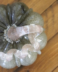 Grey Brown Handblown Glass Pumpkin Round