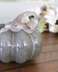 Grey Brown Handblown Glass Pumpkin Round