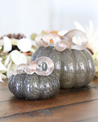 Grey Brown Handblown Glass Pumpkin Round