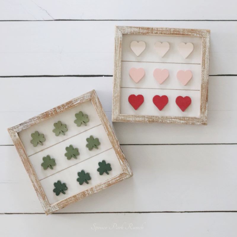 Reversible Multi Hearts and Shamrocks Wood Sign