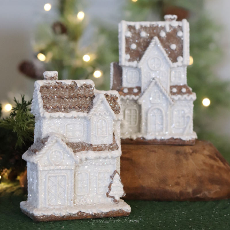 White Holiday Gingerbread House