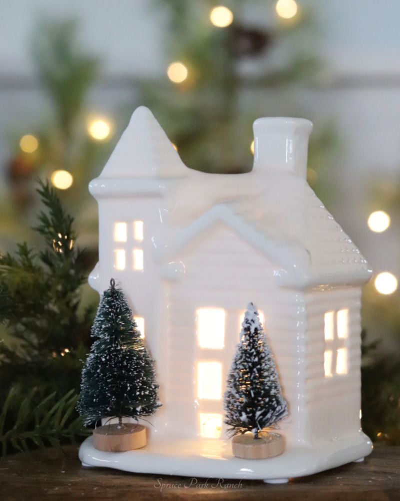 Light Up Village House With Sisal Tree