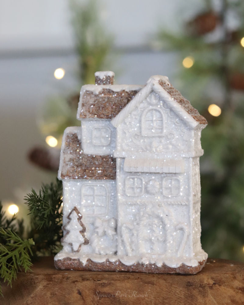 White Holiday Gingerbread House