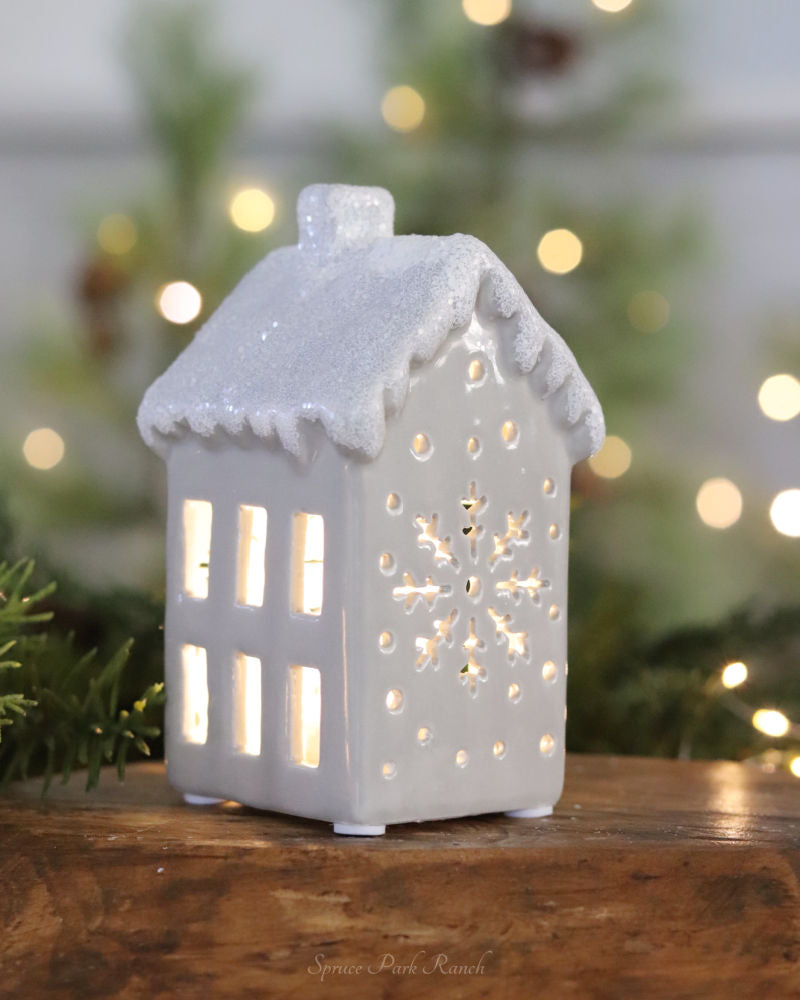 Ceramic Light Up Snowy House