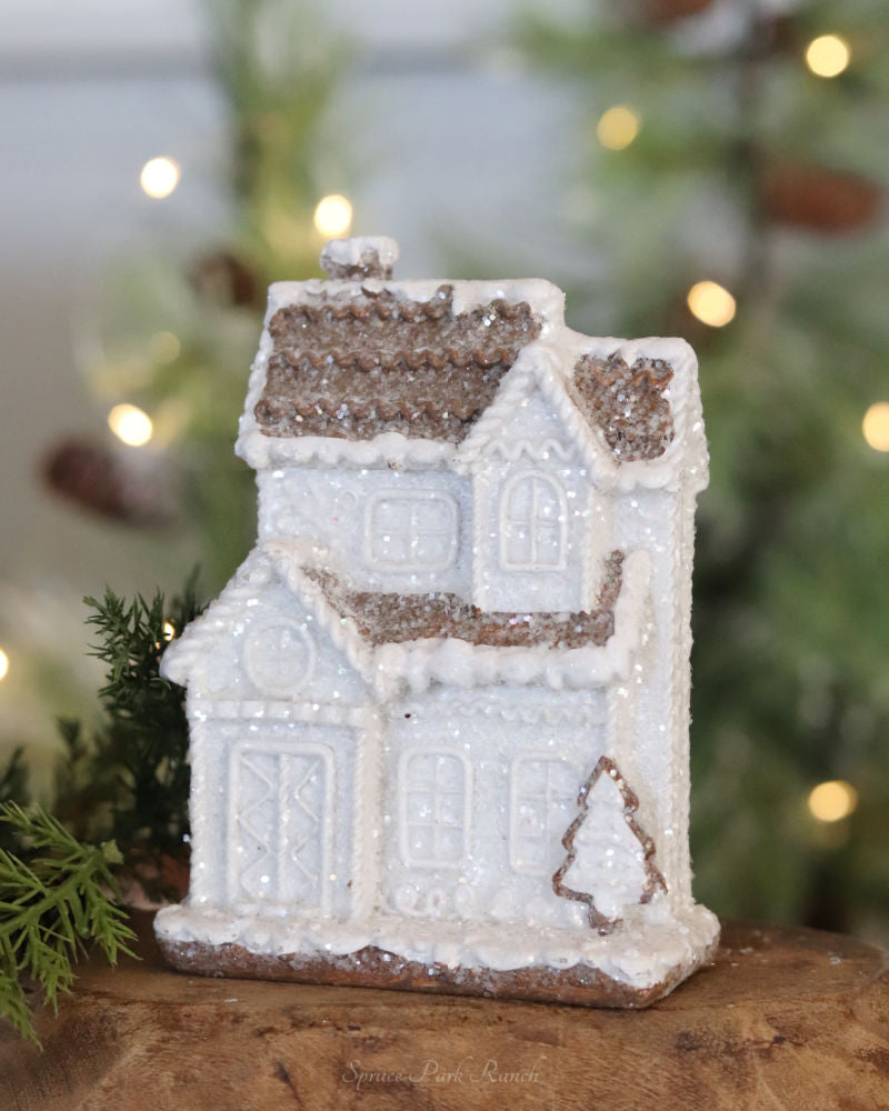 White Holiday Gingerbread House