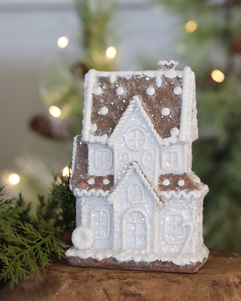 White Holiday Gingerbread House