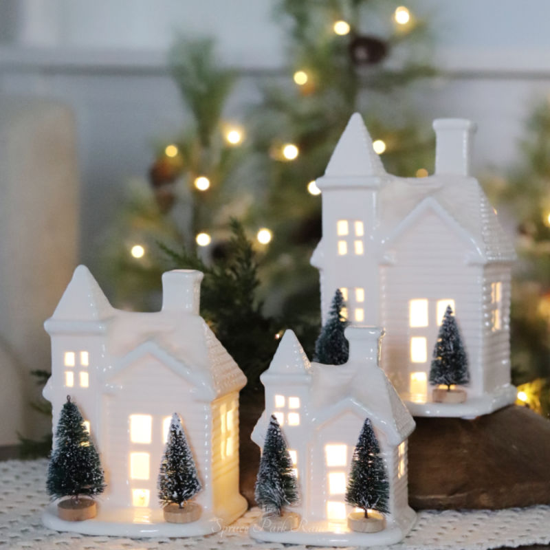 Light Up Village House With Sisal Tree