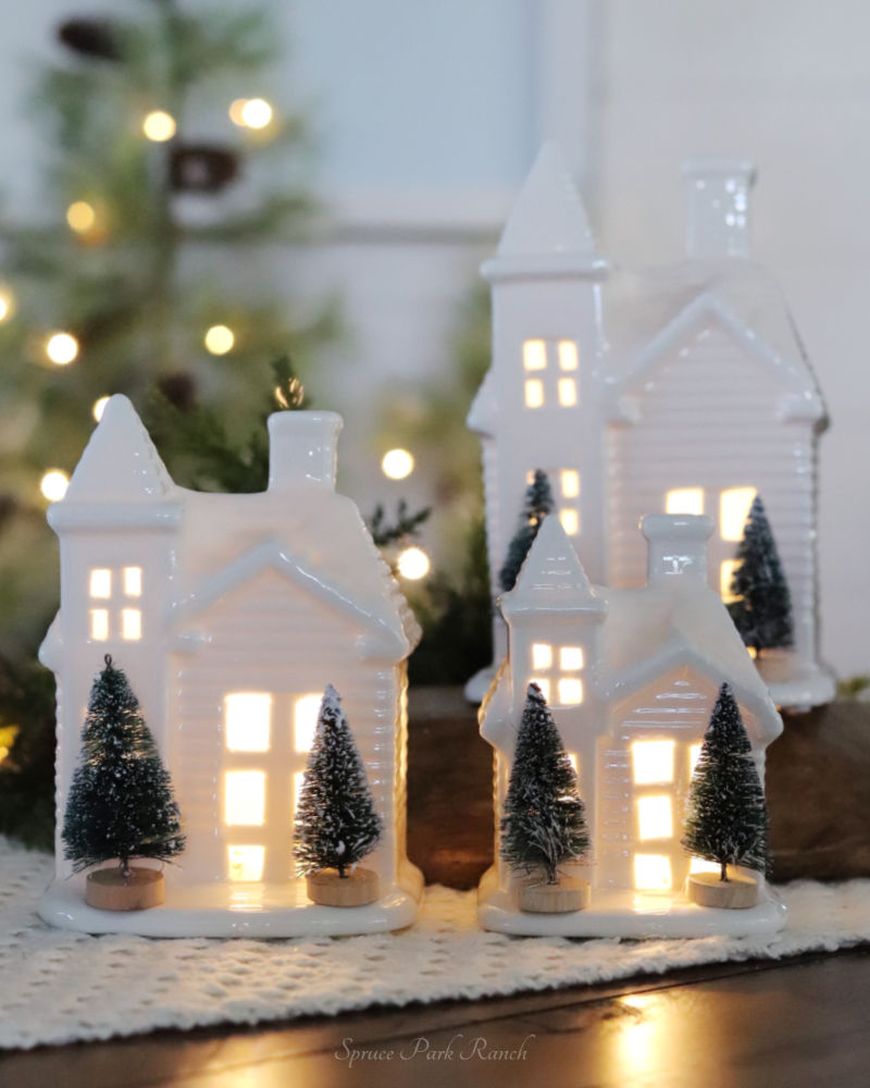 Light Up Village House With Sisal Tree