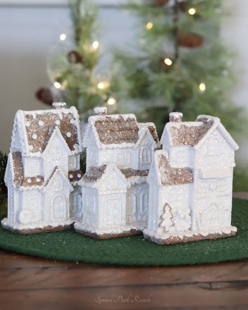 White Holiday Gingerbread House