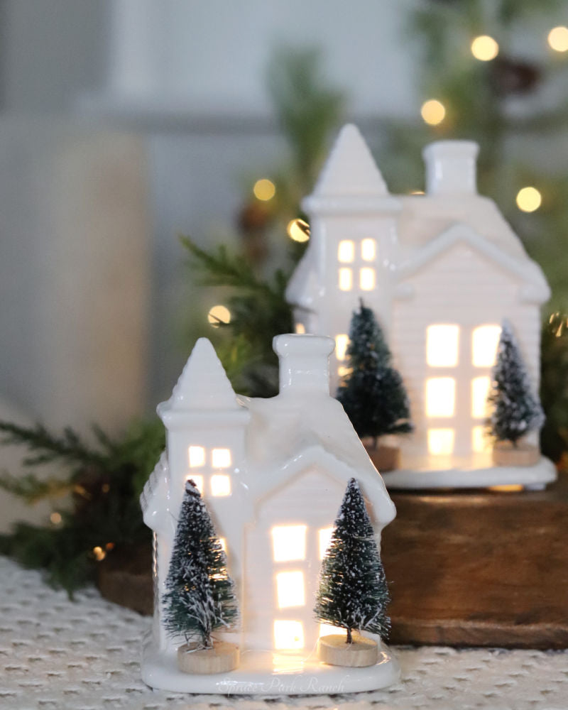 Light Up Village House With Sisal Tree