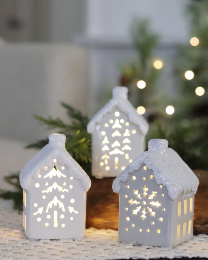 Mini Ceramic Light Up Snowy House