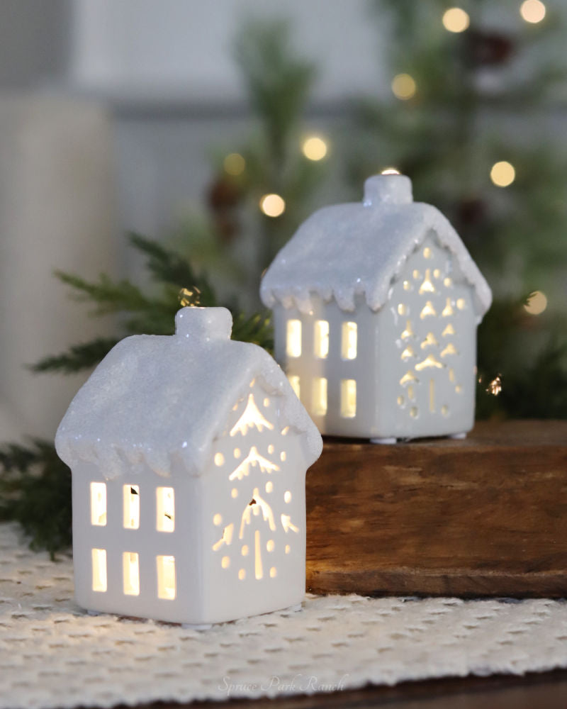 Mini Ceramic Light Up Snowy House