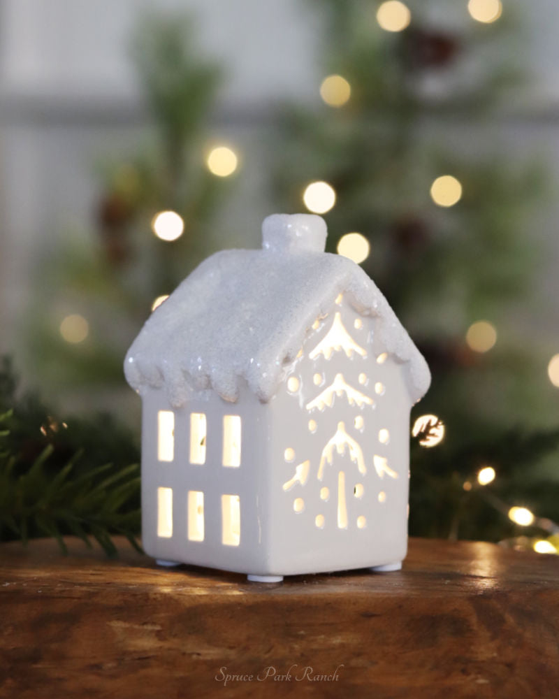 Mini Ceramic Light Up Snowy House