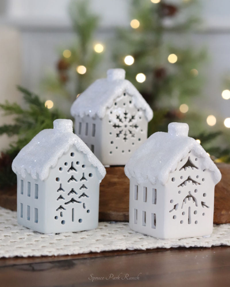 Mini Ceramic Light Up Snowy House