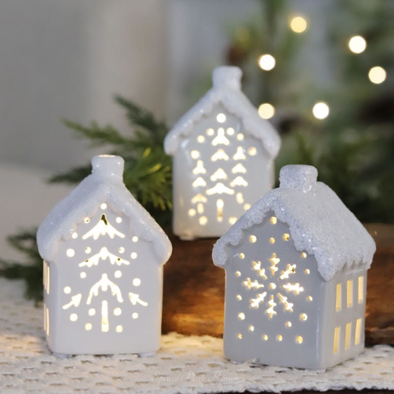 Mini Ceramic Light Up Snowy House