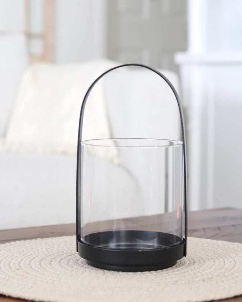 Glass and Metal Hurricane Candle Holder Lantern