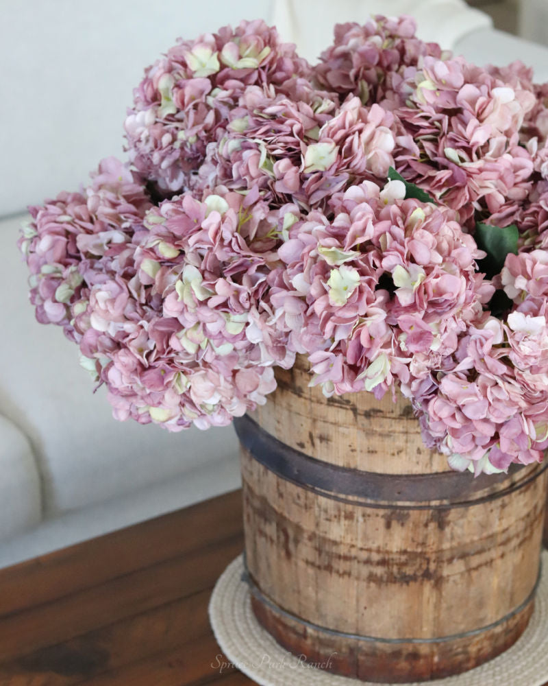 Mauve Faux Dried Large Bloom Hydrangea Stem 25"