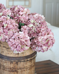 Mauve Faux Dried Large Bloom Hydrangea Stem 25"