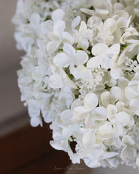 White Seeded Hydrangea Stem With Two Blooms Real Touch 19"