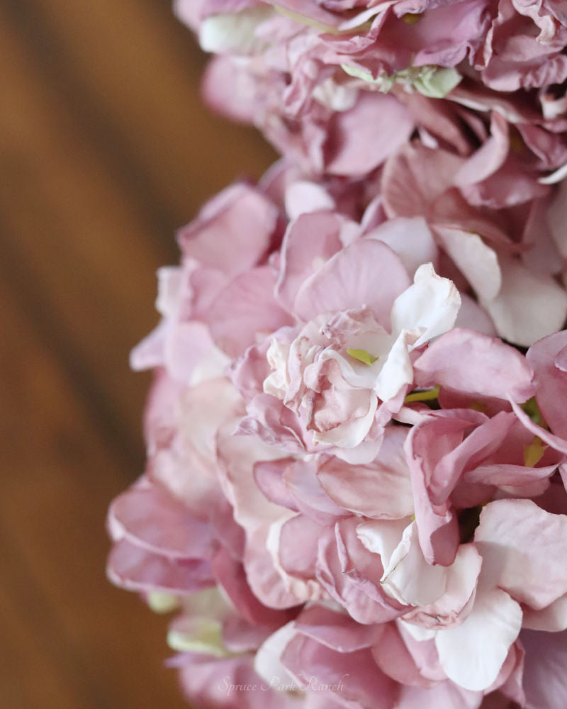 Mauve Faux Dried Large Bloom Hydrangea Stem 25"