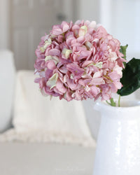 Mauve Faux Dried Large Bloom Hydrangea Stem 25"