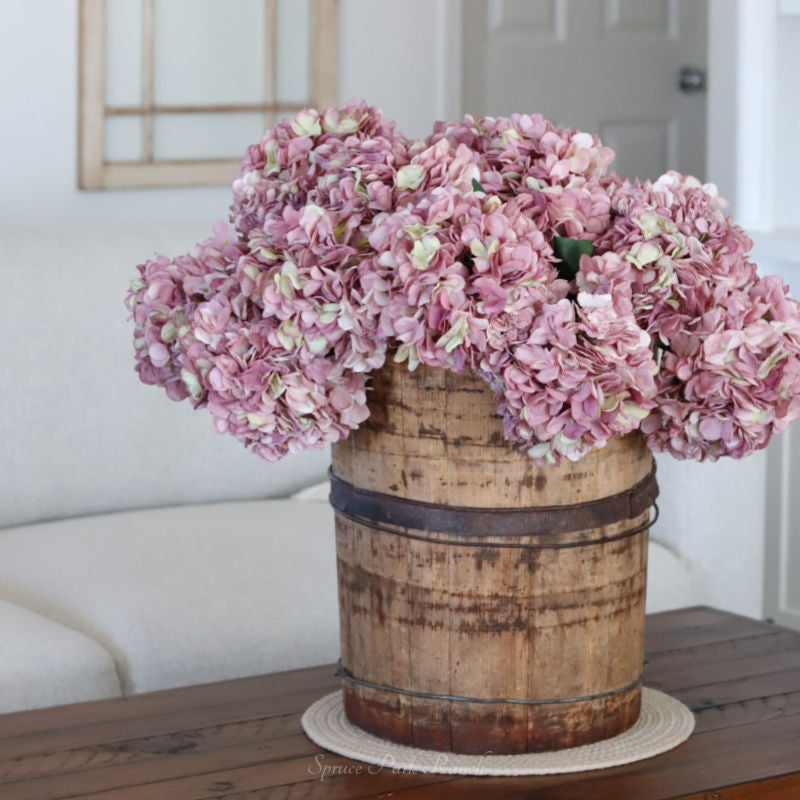 Mauve Faux Dried Large Bloom Hydrangea Stem 25"