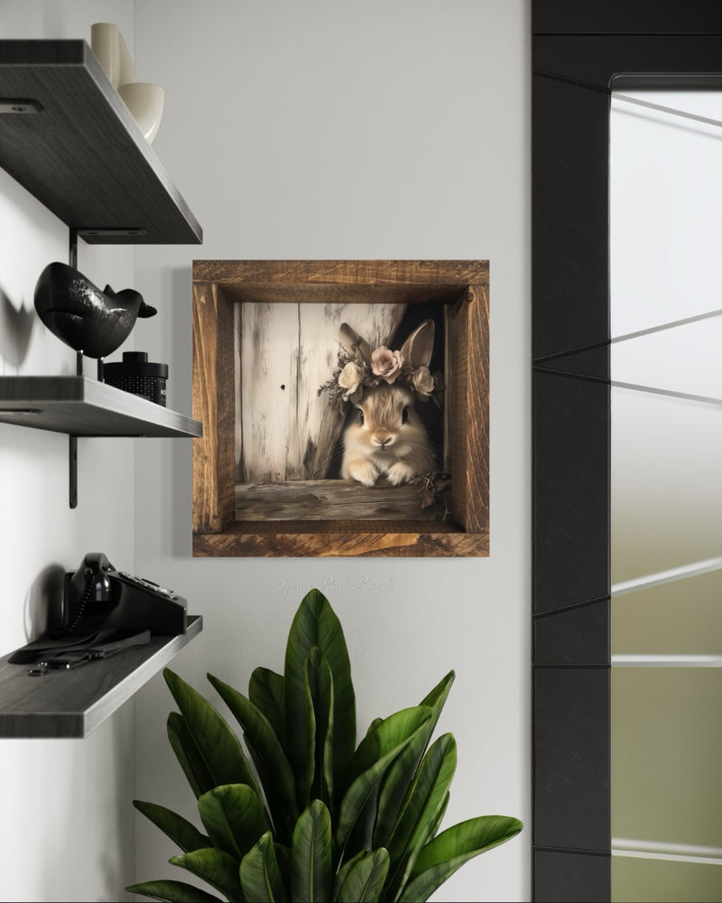 Bunny With Flower Crown In Wall Canvas Print