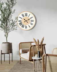 Large Wood and Enamel Wall Clock