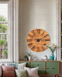 Large Mango Wood Wall Clock 35.5"