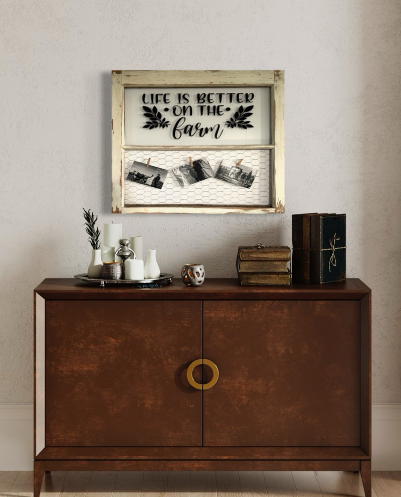 Life is Better on the Farm Antique Window Black