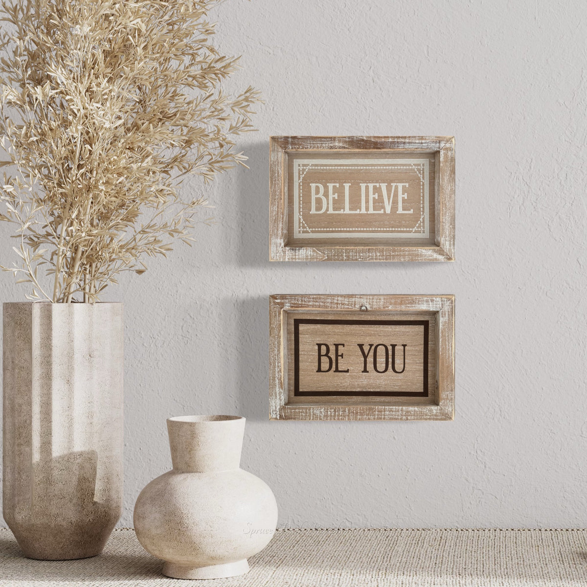 Reversible Believe and Be You Wood Sign