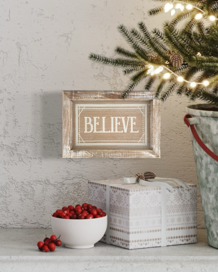 Reversible Believe and Be You Wood Sign