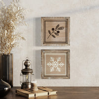 Reversible Natural Snowflake and Leaf Wood Sign