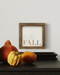 Hello Fall Wood Sign Orange