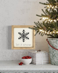 Let It Snow Sign Wood Square