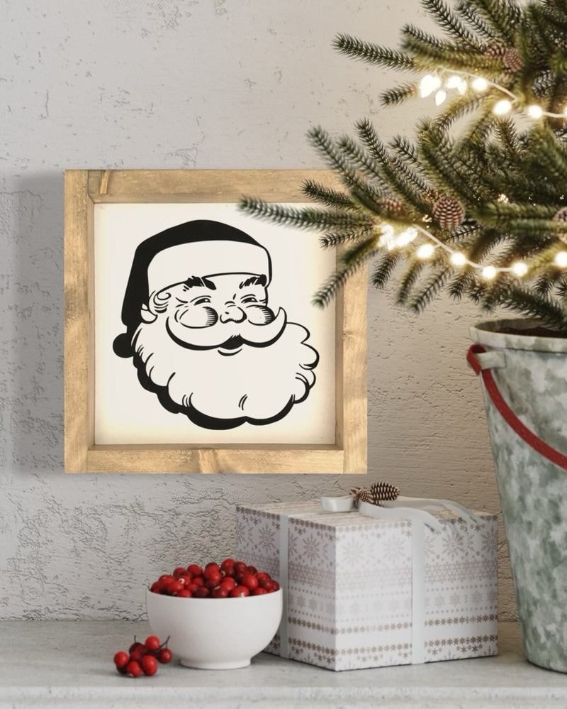 Santa Sign Wood Black