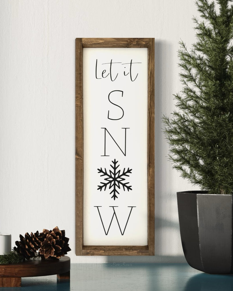 Let it Snow Wood Sign Vertical