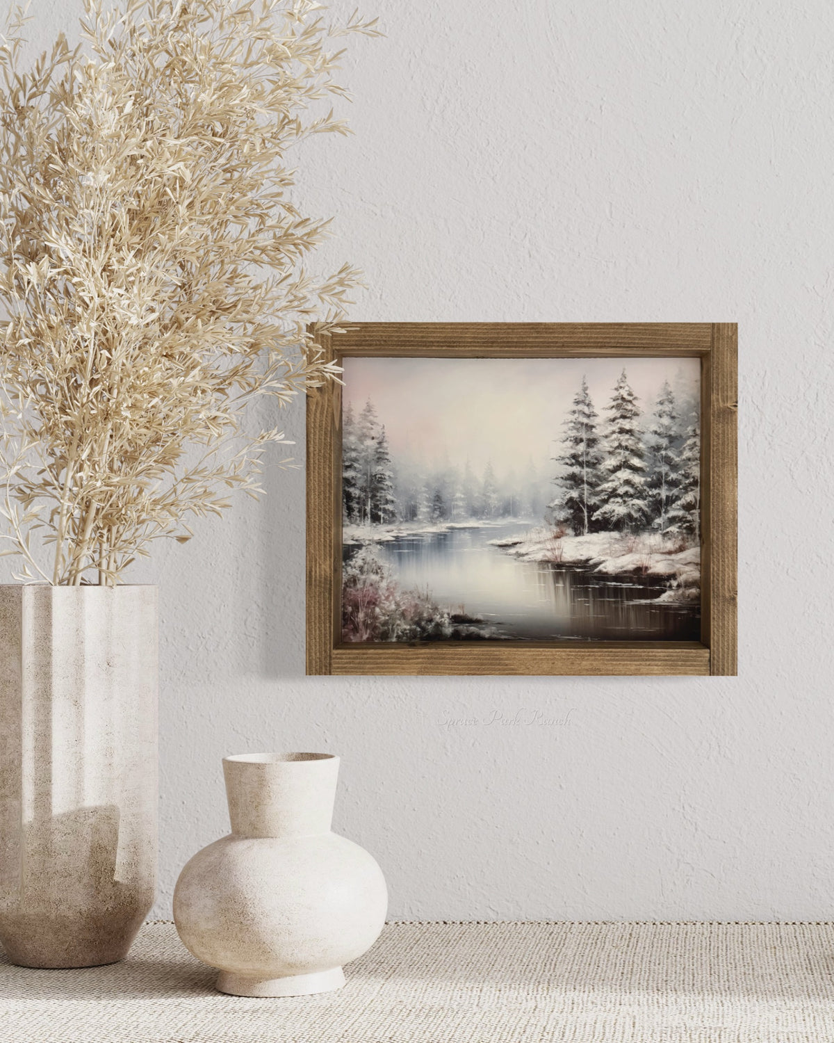 Winter Stream Vintage Print