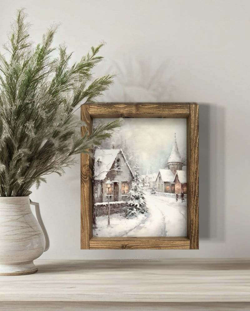 Winter Village Vintage Print