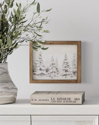 Winter Trees Vintage Print Brown Frame