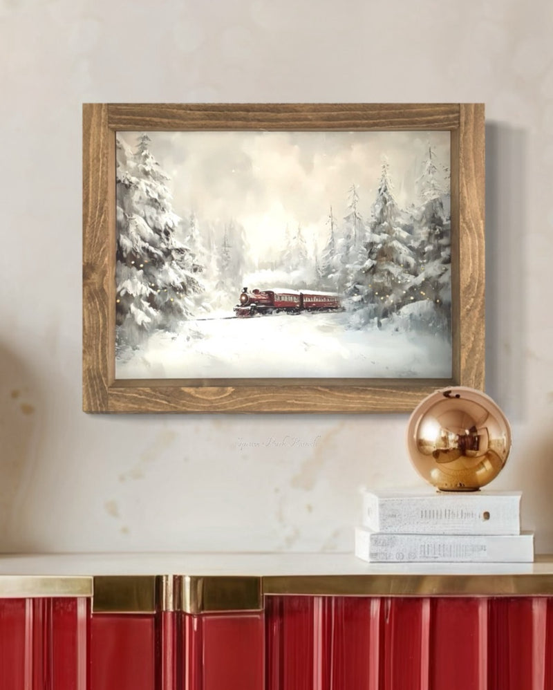 Christmas Train Vintage Print