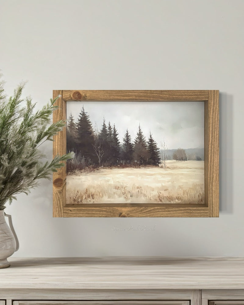 Winter Landscape Vintage Print