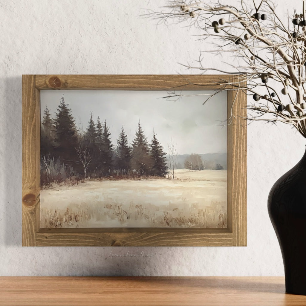 Winter Landscape Vintage Print