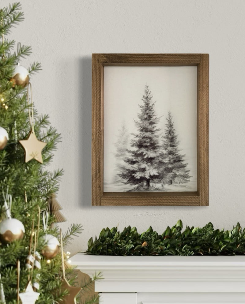 Winter Tree Vintage Print