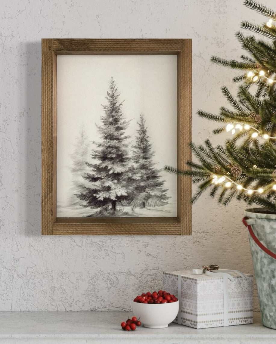 Winter Tree Vintage Print